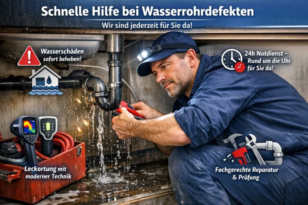 Klempner repariert Wasserrohrbruch in Mannheim – schneller Notdienst mit moderner Leckortung und professioneller Rohrreparatur