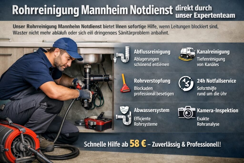 Rohrreinigung Mannheim Notdienst – Fachmann behebt verstopftes Rohr schnell und professionell