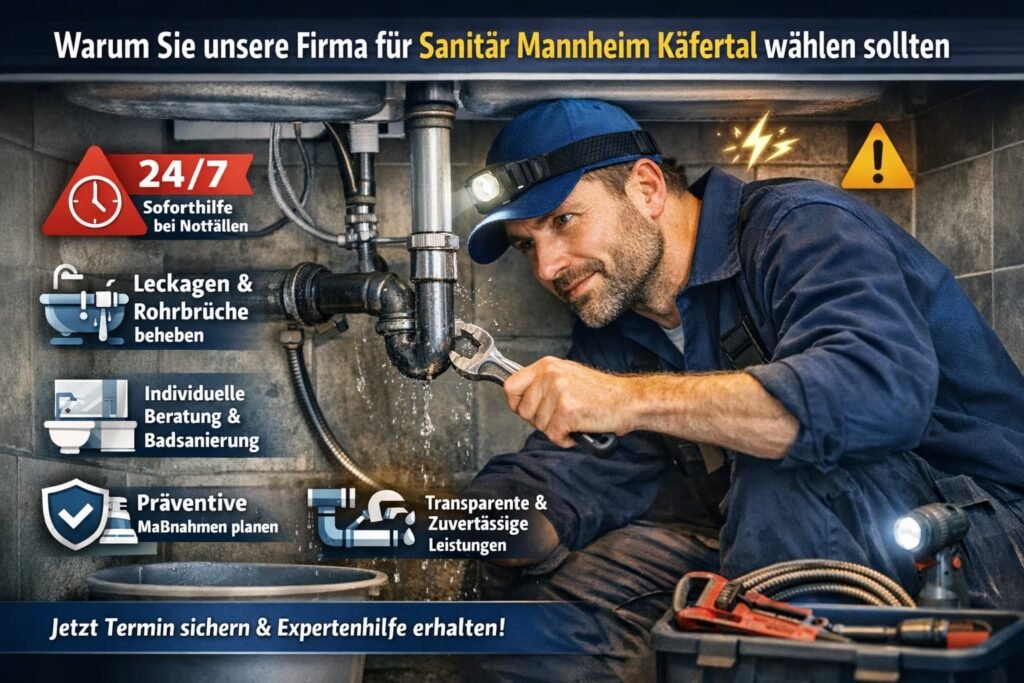 Professioneller Sanitärtechniker repariert Rohrleck unter der Spüle – 24/7 Notdienst Mannheim Käfertal