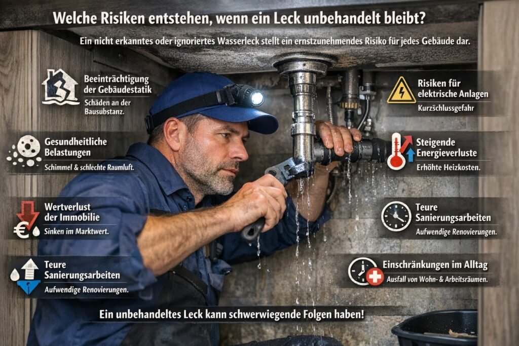 Deutscher Klempner repariert Wasserleck unter der Spüle – Risiken unbehandelter Lecks und Feuchtigkeitsschäden