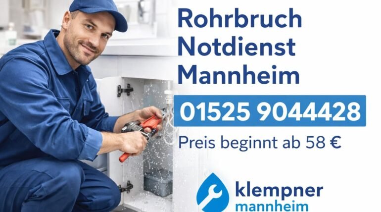 Rohrbruch Notdienst Mannheim – Klempner repariert Rohrleck schnell und zuverlässig ab 58 €