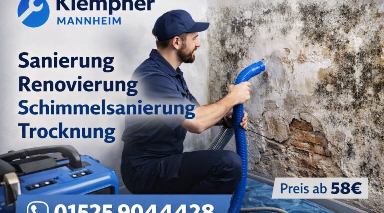 Klempner Mannheim behebt Schimmel und Wasserschäden – Sanierung, Renovierung, Trocknung ab 58€