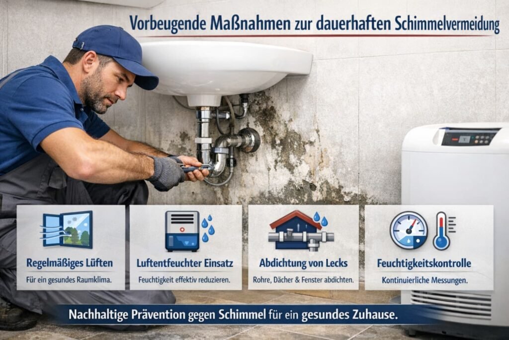 Professioneller Klempner repariert Rohrleck und verhindert Schimmelbildung nach Wasserschaden