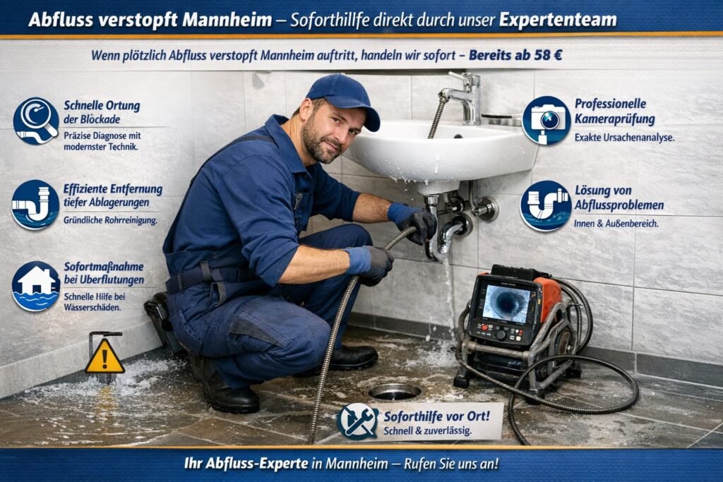 Abfluss verstopft Mannheim – Sanitärtechniker beseitigt Rohrverstopfung schnell und professionell