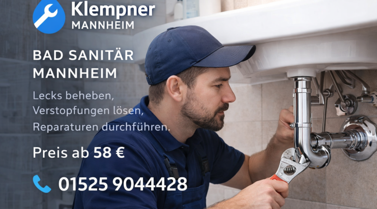 Klempner Mannheim repariert Bad Sanitär, behebt Lecks und Verstopfungen – schneller Service ab 58 €
