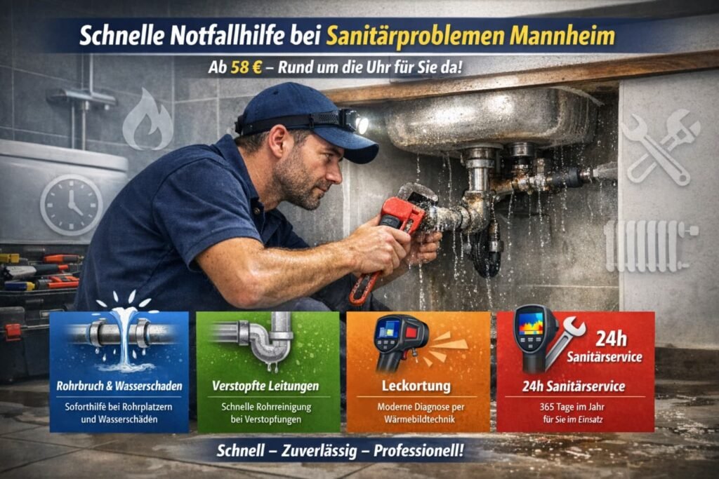 Notfall Klempner Mannheim repariert Rohrbruch unter Waschbecken – schneller Sanitärservice 24h