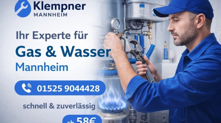 Klempner Mannheim repariert Gas- und Wasserinstallation schnell und zuverlässig ab 58€