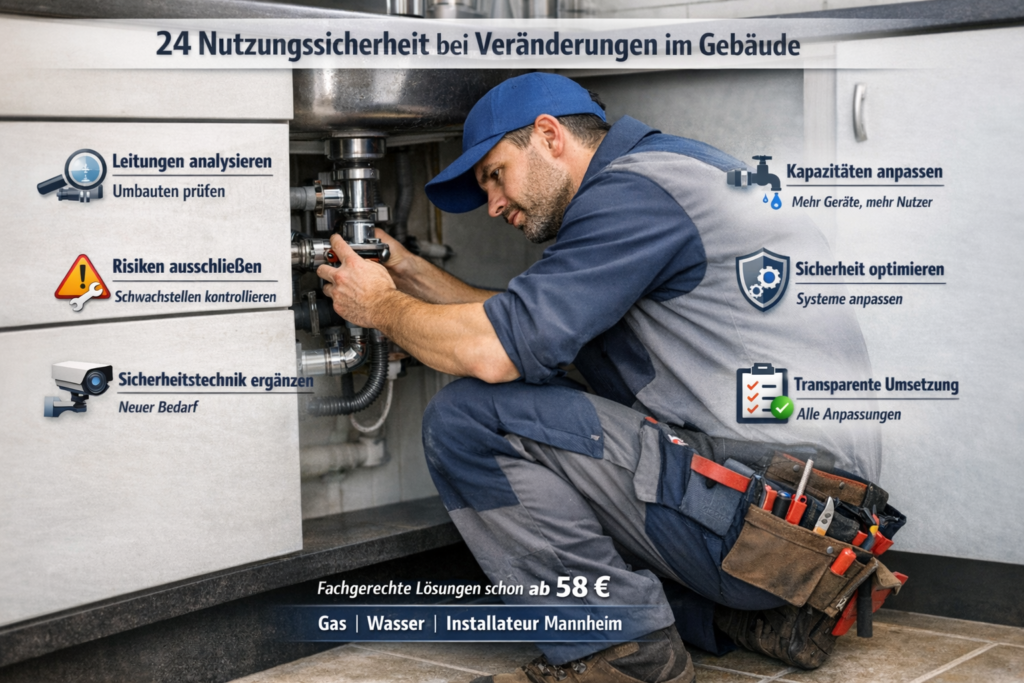Fachmann repariert Rohrleitung unter Spüle – Gas Wasser Installateur Mannheim Service