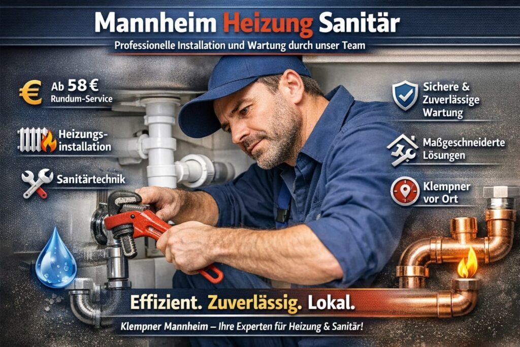 Mannheim Heizung Sanitär Techniker repariert Rohr unter Waschbecken – professionelle Installation und Wartung vom Klempner Mannheim