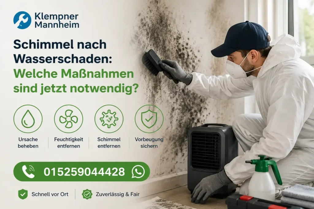 Fachmann entfernt Schimmel nach einem Wasserschaden.