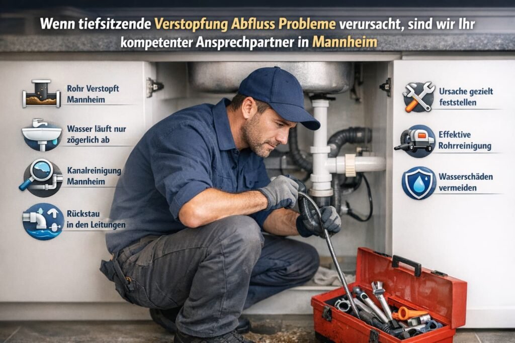 Klempner in Mannheim beseitigt verstopften Abfluss schnell und professionell
