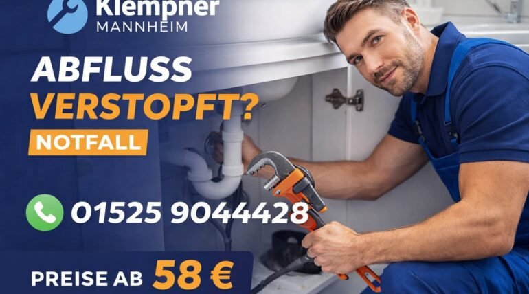 Klempner Mannheim behebt verstopften Abfluss im Notfall – Rohrreinigung ab 58€ schnell und zuverlässig