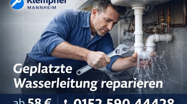Klempner Mannheim repariert geplatzte Wasserleitung schnell und professionell ab 58€