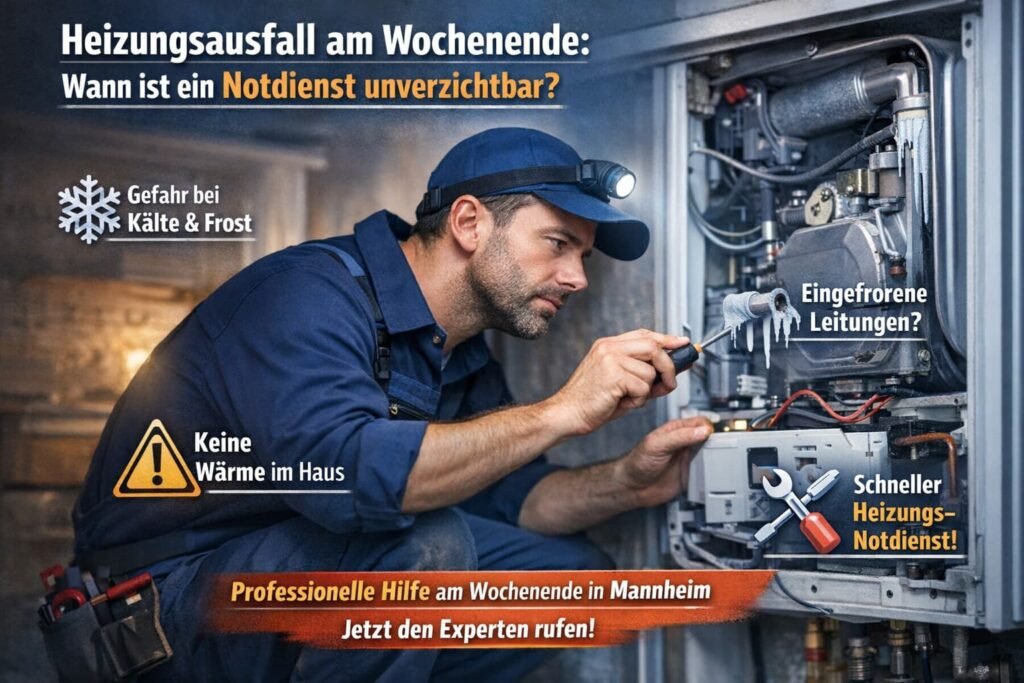 Heizungsmonteur repariert defekte Heizung am Wochenende – Notdienst bei Kälte und eingefrorenen Leitungen in Mannheim
