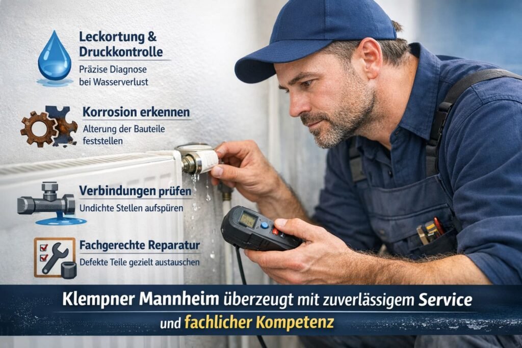 Klempner Mannheim repariert Heizungsleck professionell und zuverlässig mit moderner Diagnosetechnik