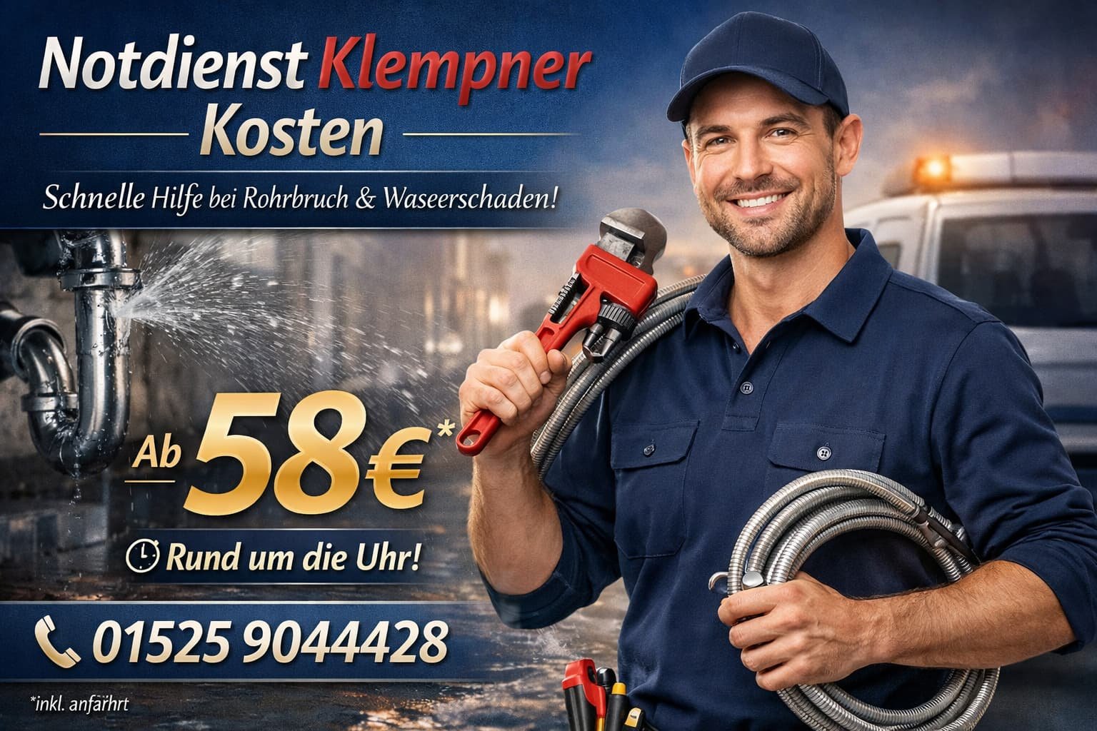 Notdienst Klempner Mannheim – Schnelle Hilfe bei Rohrbruch ab 58€, 24h erreichbar