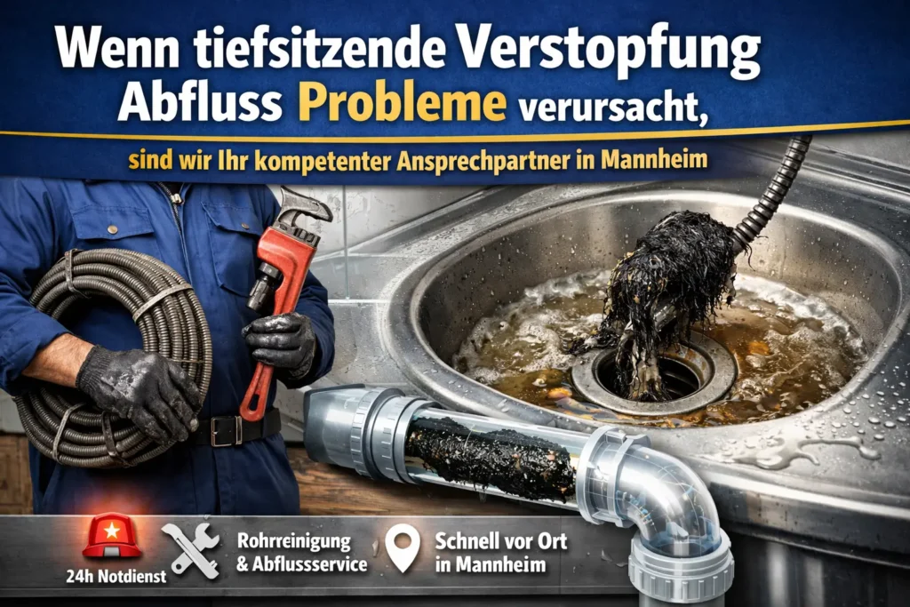 Wenn tiefsitzende Verstopfung Abfluss Probleme verursacht, sind wir Ihr kompetenter Ansprechpartner in Mannheim