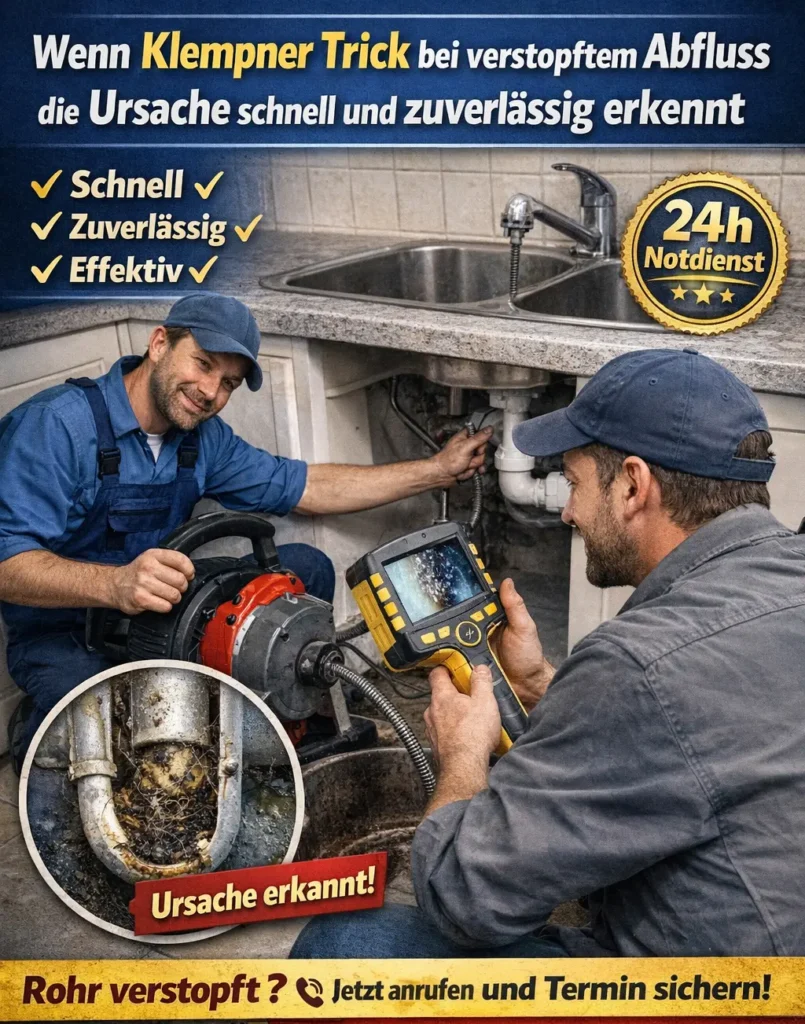 Wenn klempner trick bei verstopften abfluss die Ursache schnell und zuverlässig erkennt