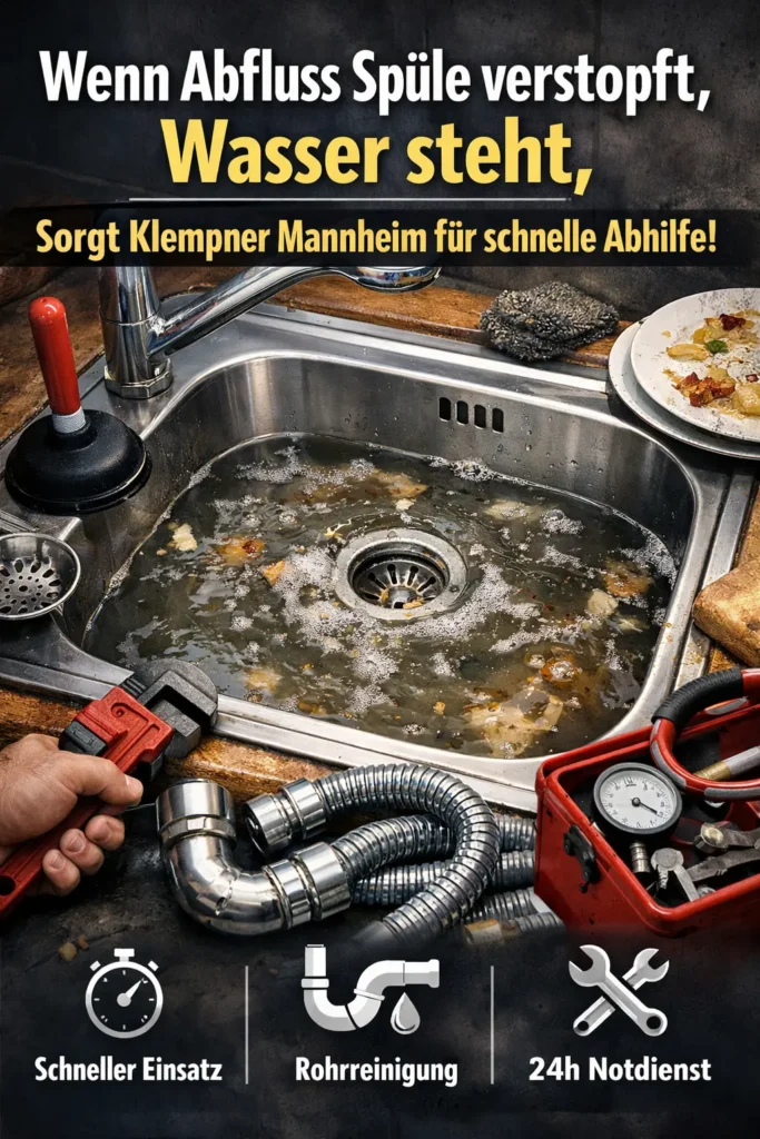 Wenn abfluss spüle verstopft wasser steht, sorgt Klempner Mannheim für schnelle Abhilfe