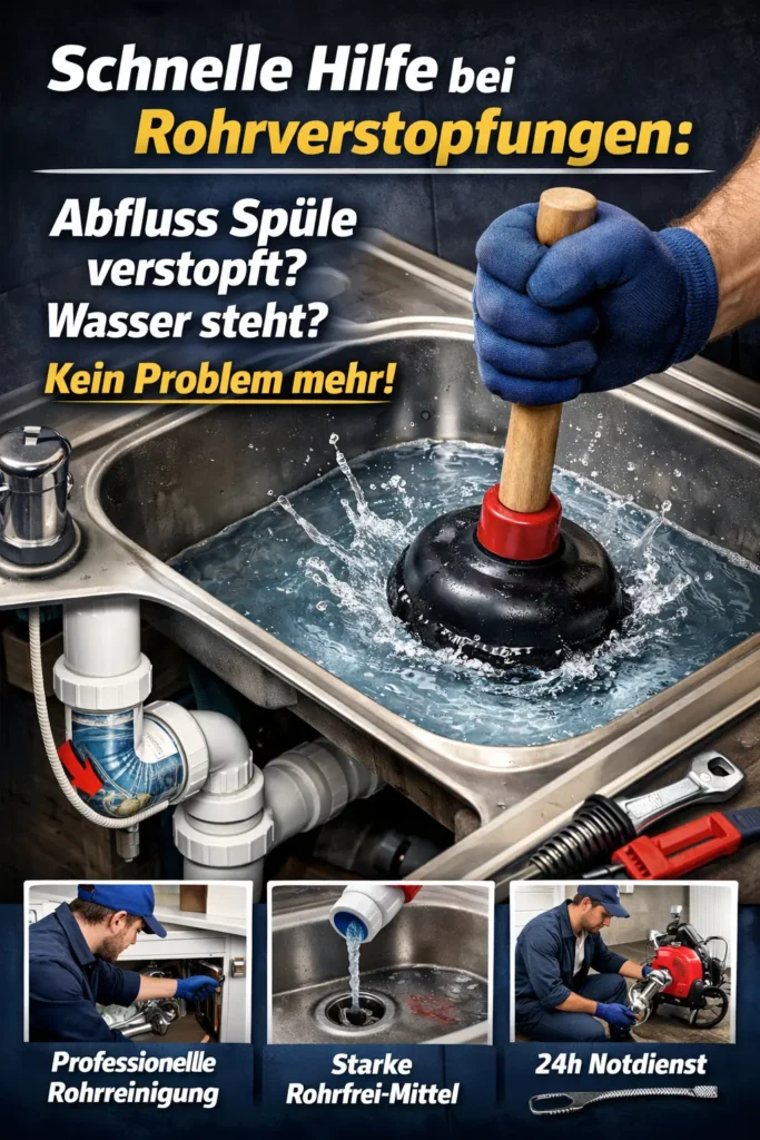 Schnelle Hilfe bei Rohrverstopfungen: abfluss spüle verstopft wasser steht kein Problem mehr