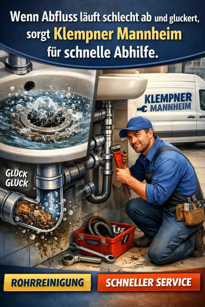 Wenn abfluss läuft schlecht ab und gluckert, sorgt Klempner Mannheim für schnelle Abhilfe