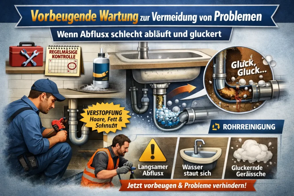 Vorbeugende Wartung zur Vermeidung von Problemen, wenn abfluss läuft schlecht ab und gluckert