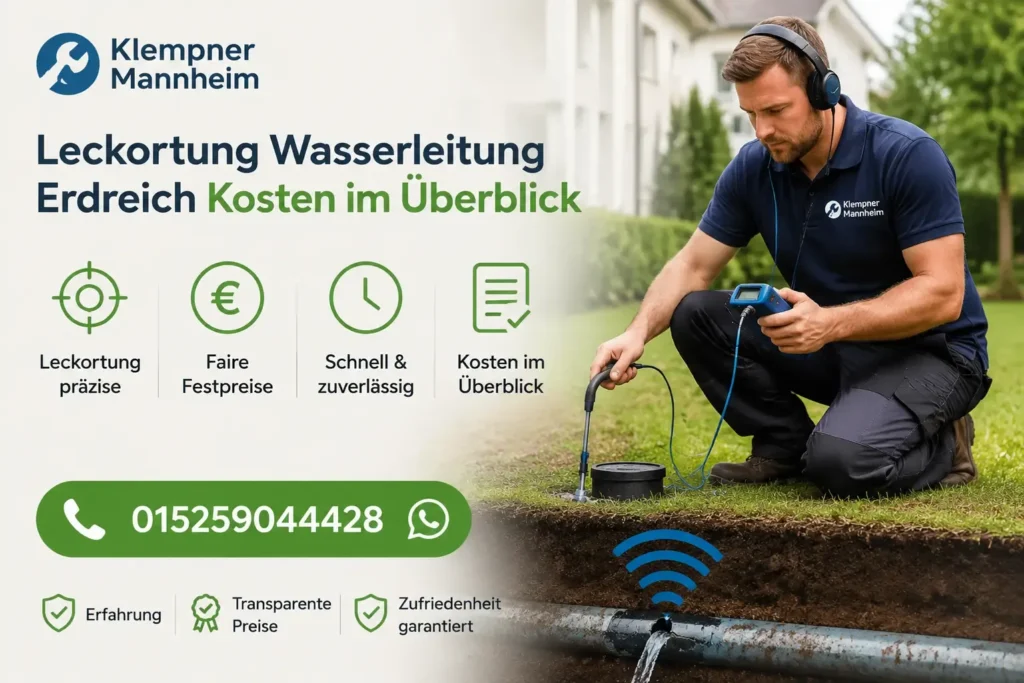 Professionelle Rohrprüfung mit Techniker bei der Suche nach einem Wasserleck im Boden