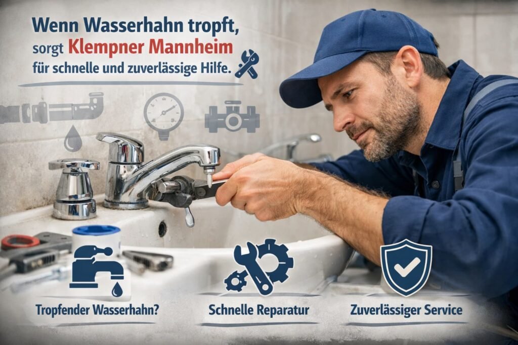 Klempner Mannheim repariert tropfenden Wasserhahn schnell und zuverlässig mit professionellem Service