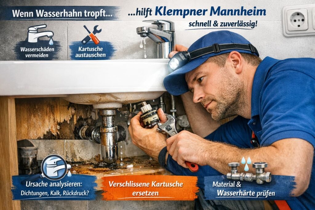 Klempner repariert Wasserhahn in Mannheim – schnelle Hilfe ab 58€ bei undichtem oder klemmendem Hahn