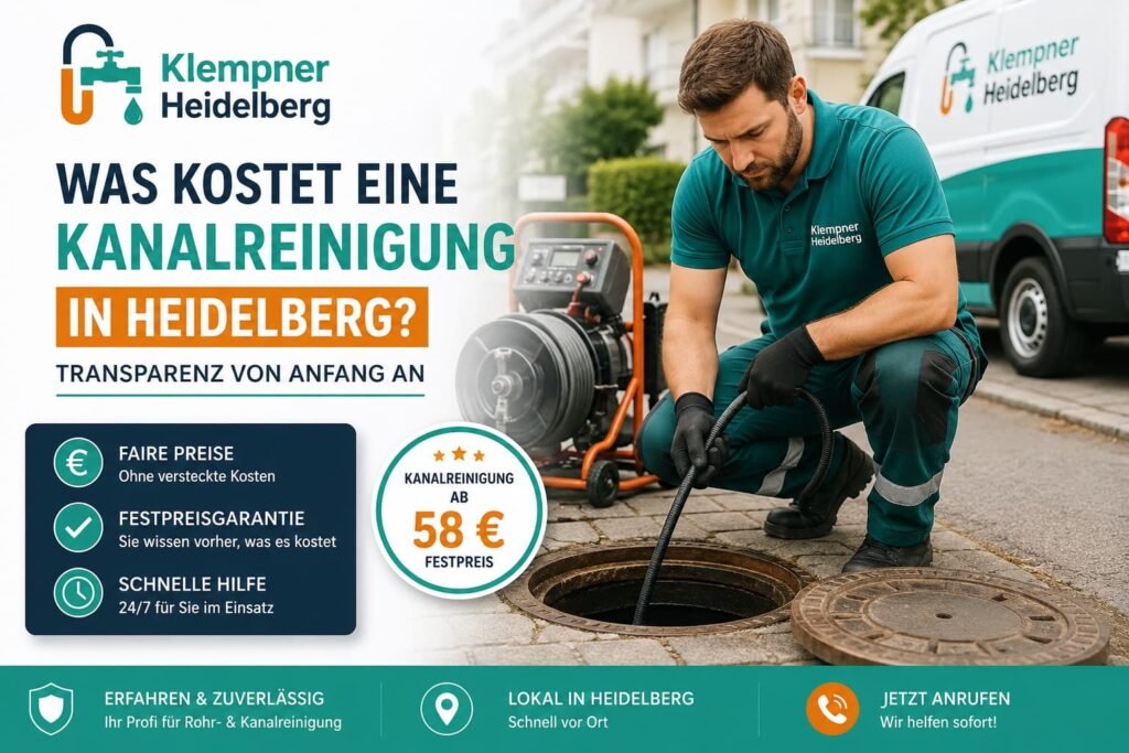 Klempner führt eine professionelle Kanalreinigung in Heidelberg mit moderner Ausrüstung durch.