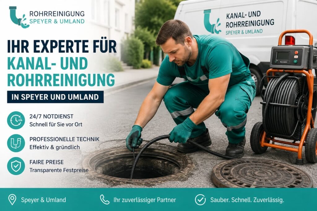 Professioneller Klempner bei der Kanal- und Rohrreinigung in Speyer und Umland