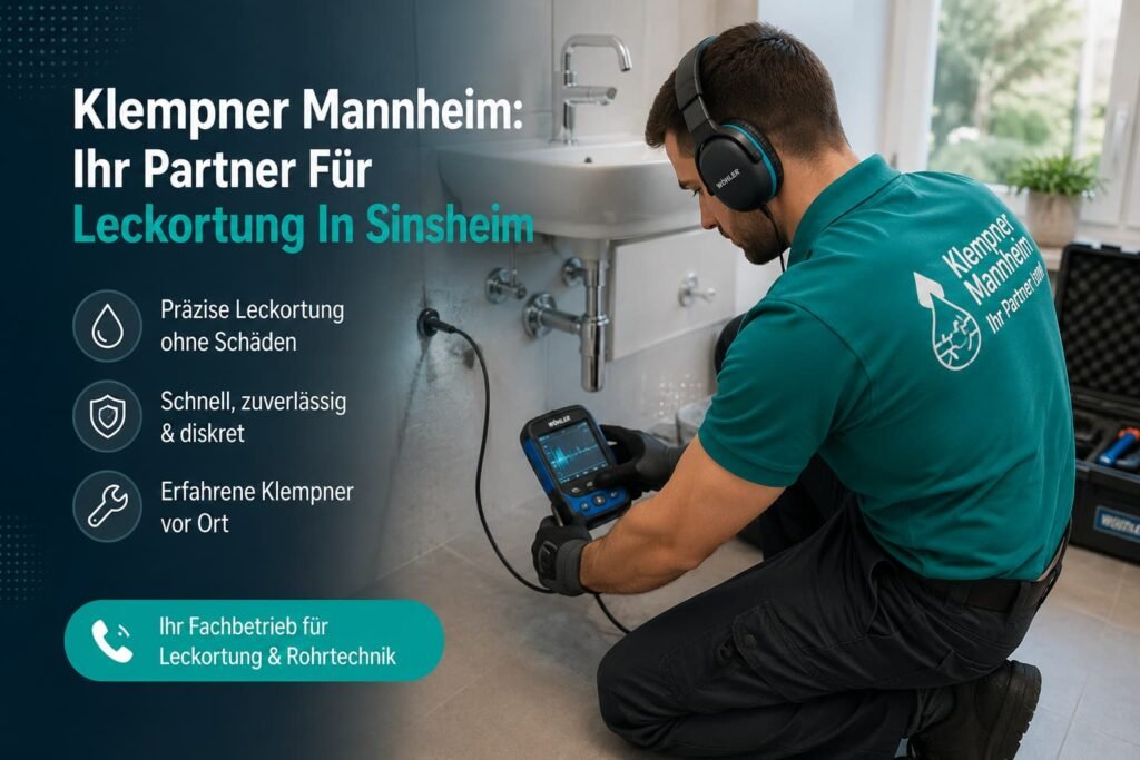 Professioneller Klempner bei der präzisen Leckortung in einem Badezimmer in Sinsheim.