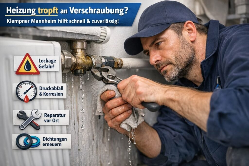 Klempner Mannheim repariert tropfende Heizungsverschraubung schnell und zuverlässig