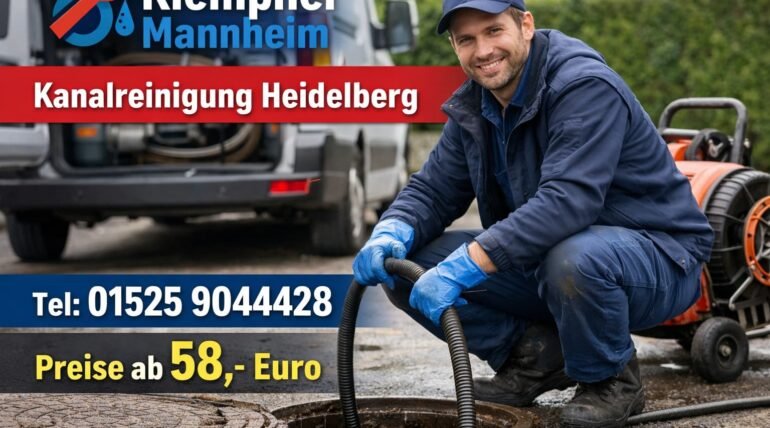 Klempner bei der Kanalreinigung in Heidelberg – professioneller Rohrreinigungsservice von Klempner Mannheim ab 58 €.