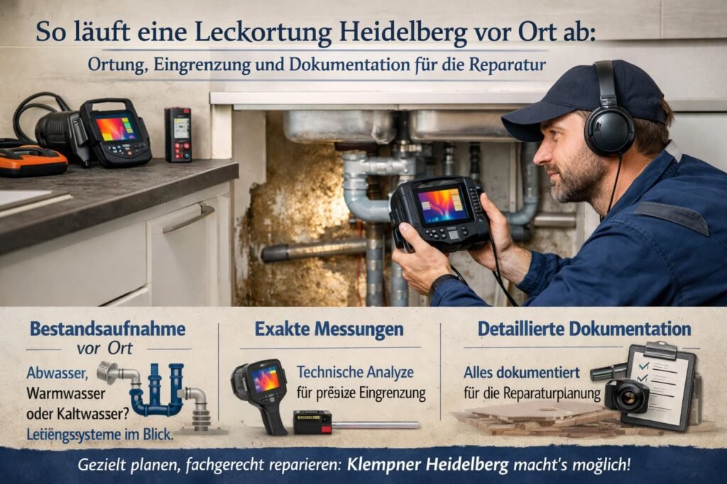 Professionelle Wasserleckortung in Heidelberg durch Klempner mit moderner Messtechnik.