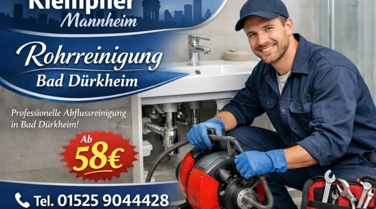 Klempner Mannheim Techniker bei der Rohrreinigung im Bad in Bad Dürkheim – professioneller Abflussservice ab 58€.
