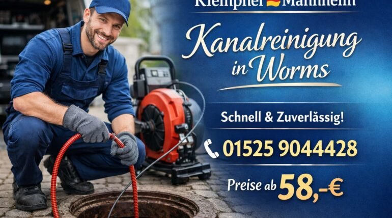 Klempner Mannheim Techniker bei der Kanalreinigung in Worms – professioneller Abfluss- und Rohrreinigungsservice ab 58 €.