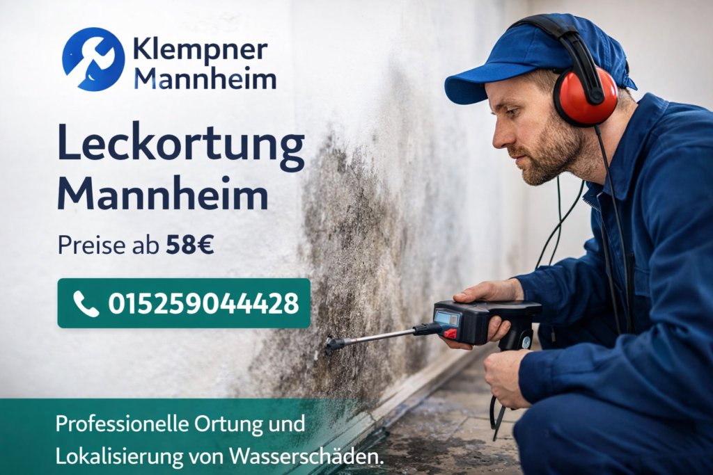 Klempner Mannheim Leckortung – Installateur behebt Wasserleck, Notdienst ab 58€