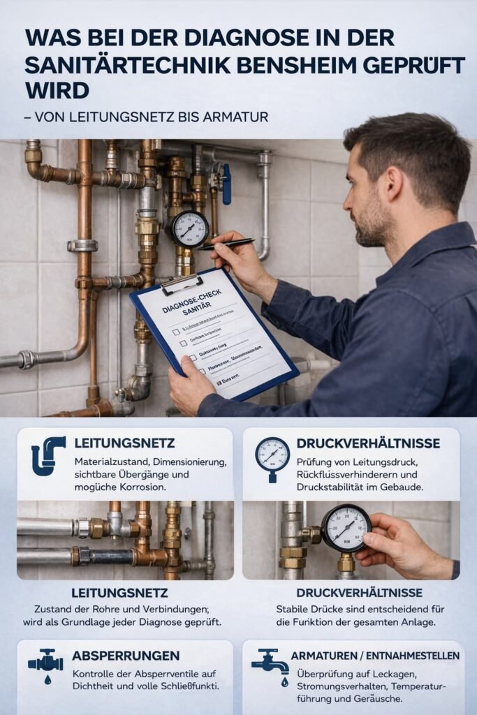 Was bei der Diagnose in der Sanitärtechnik Bensheim geprüft wird – von Leitungsnetz bis Armatur