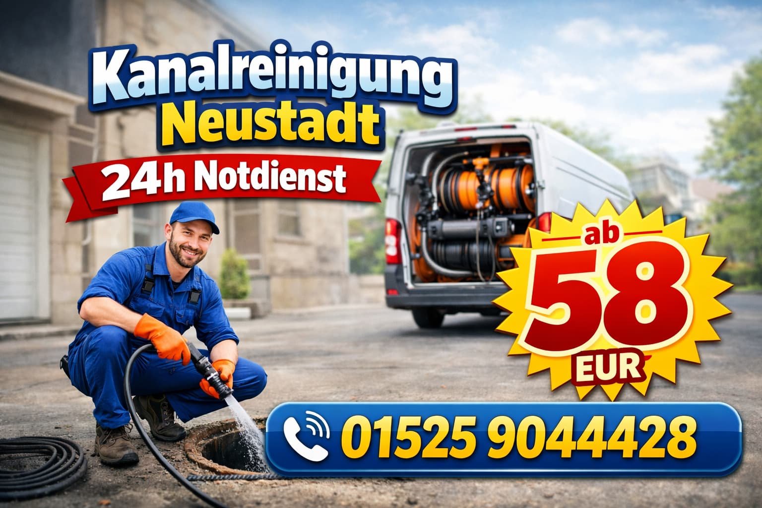 Kanalreinigung Neustadt 24h Notdienst ab 58 EUR