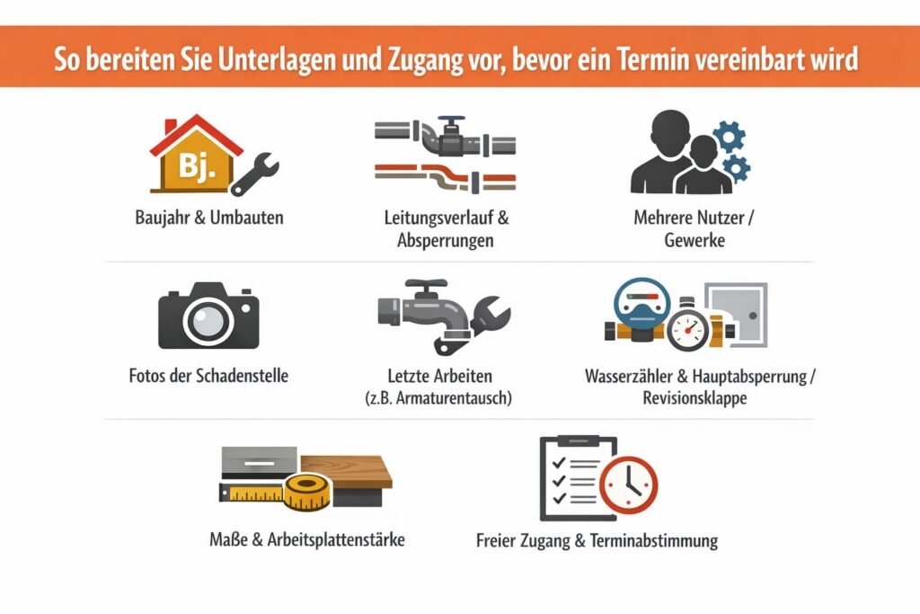 So bereiten Sie Unterlagen und Zugang vor, bevor ein Termin vereinbart wird