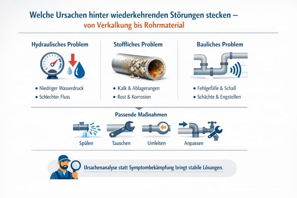 Welche Ursachen hinter wiederkehrenden Störungen stecken – von Verkalkung bis Rohrmaterial