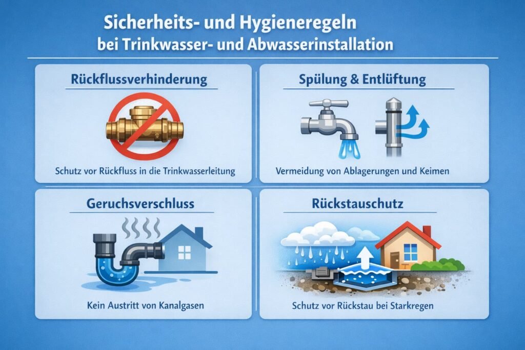 Welche Sicherheits- und Hygieneregeln bei Trinkwasserinstallation und Abwasserführung einzuhalten sind
