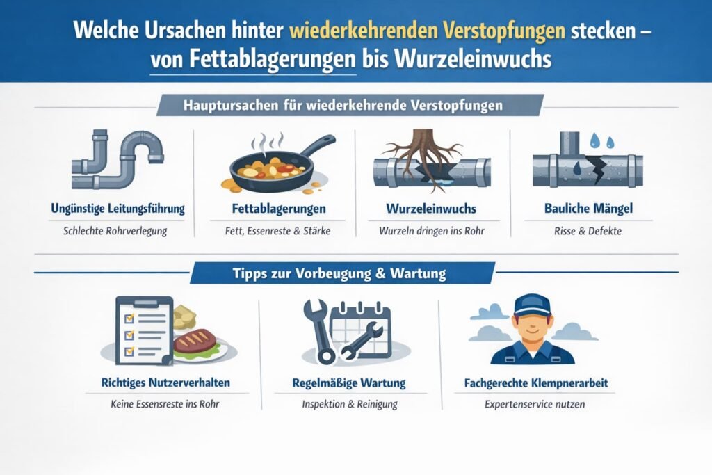 Welche Ursachen hinter wiederkehrenden Verstopfungen stecken – von Fettablagerungen bis Wurzeleinwuchs