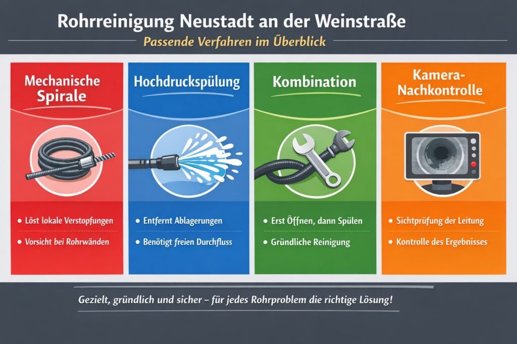 Welche Reinigungsverfahren bei einer rohrreinigung neustadt an der weinstraße eingesetzt werden – und wann welches passt