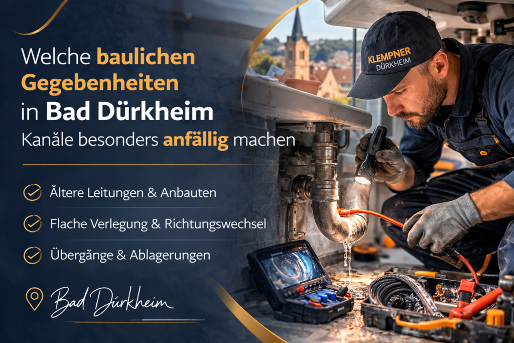 Klempner überprüft Rohrleitung und führt Kanalreinigung in Bad Dürkheim durch