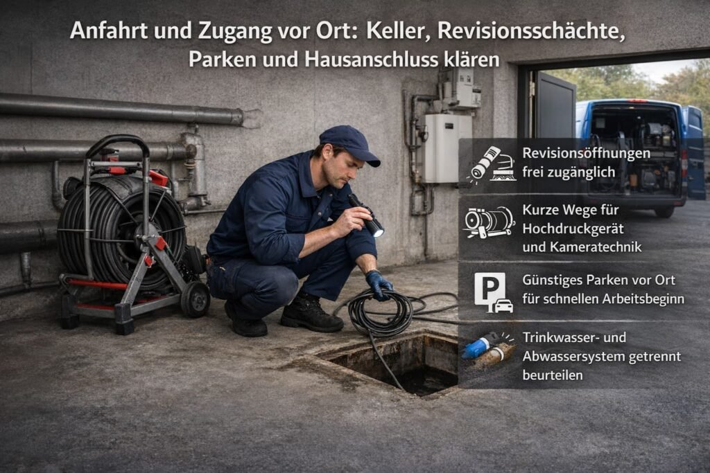 Professionelle Kanalreinigung Bad In Dürkheim – Klempner prüft Revisionsschacht im Keller