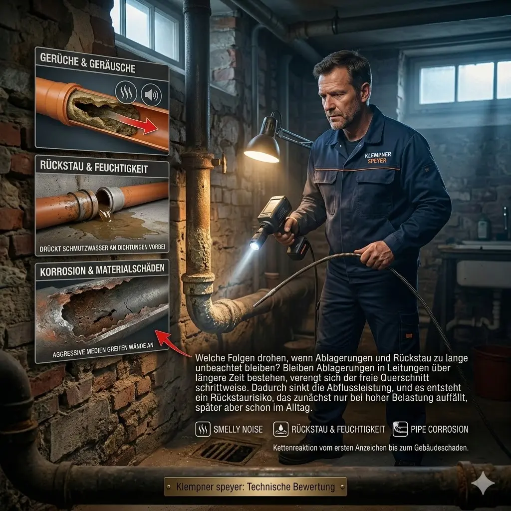 Welche Folgen drohen, wenn Ablagerungen und Rückstau zu lange unbeachtet bleiben
