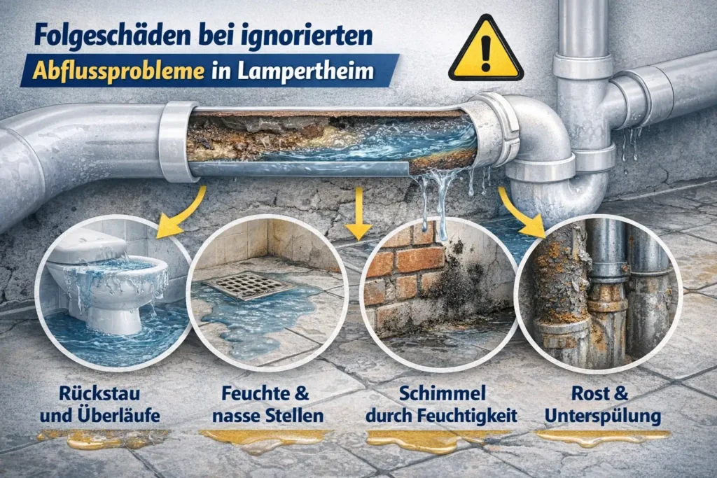 Welche Folgeschäden drohen, wenn Abflussprobleme in Lampertheim zu lange ignoriert werden