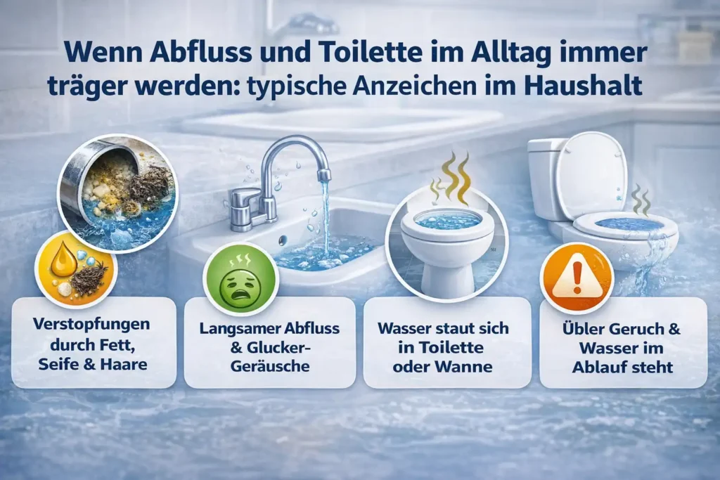Wenn Abfluss und Toilette im Alltag immer träger werden: typische Anzeichen im Haushalt